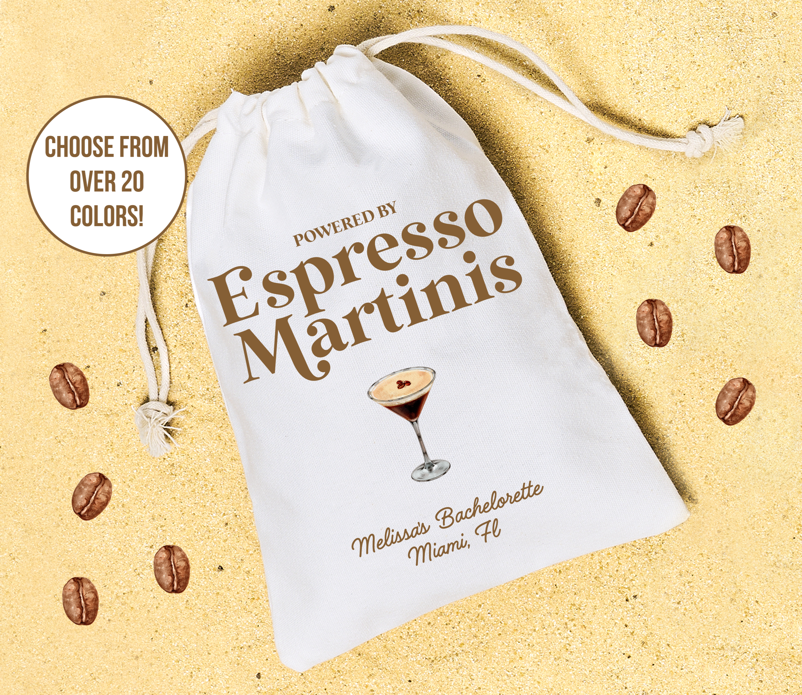 Espresso Martini Hangover Kit Bachelorette Birthday Party Favors Work Colleague Bday Recovery Kit Friend Gift Bride Canvas Drawstring Bag